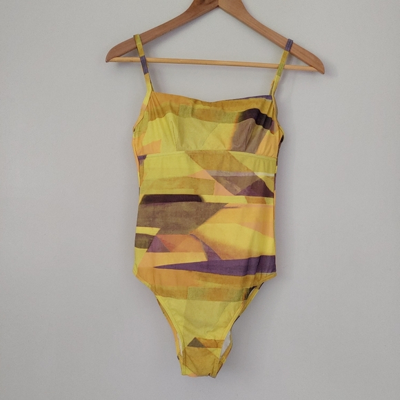 Rasurel Swimsuit One Piece Size Small Yellow Abstract Print - Picture 4 of 14
